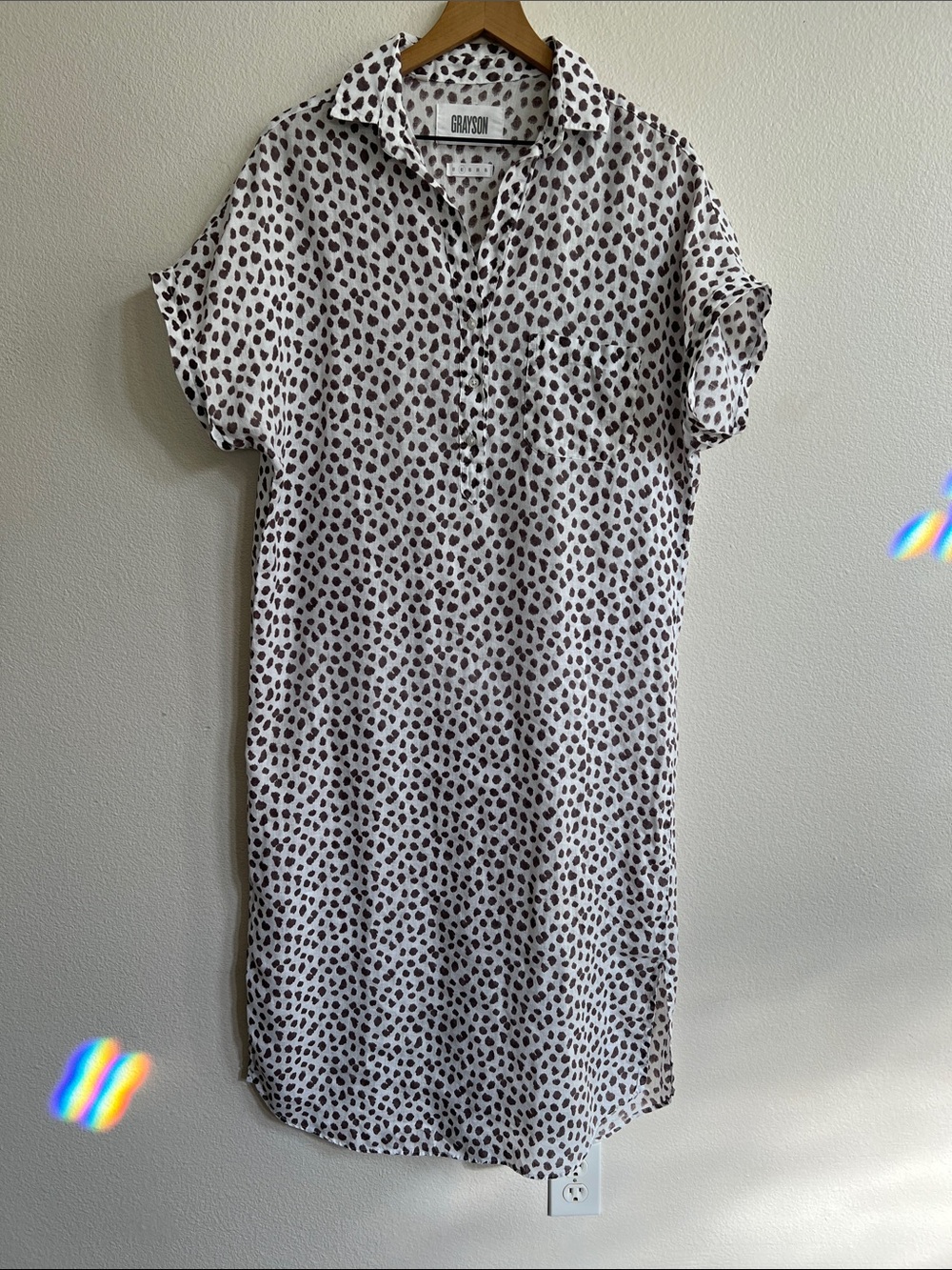 GRAYSON The Artist Full Length Shirt Dress White/Abstract Animal Print 02/S